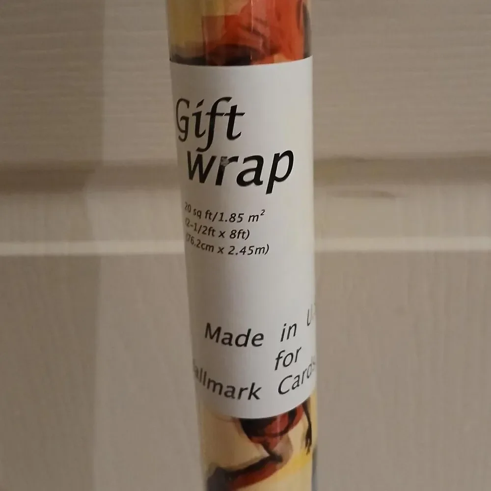 NEW vintage 1980s new old stock Hallmark gift wrap people riding bikes skating
